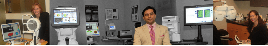 Dr. Gulani taking pictures next to lasik equipment