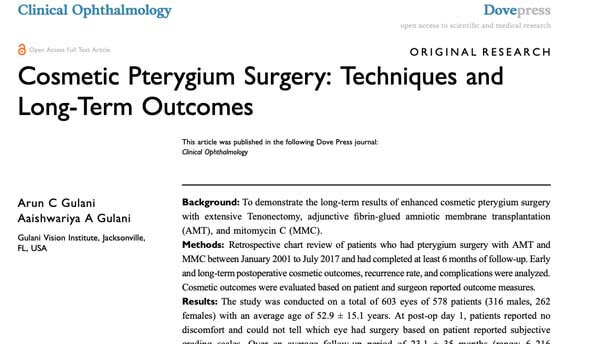 Cosmetic Pterygium Surgery