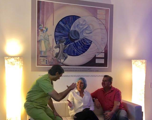 Dr. Gulani celebrating Rene T.’s successful customized cataract surgery, delivering beyond 20/20 vision on his birthday.