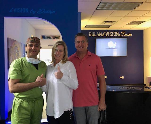  Rene T. celebrating post-surgery with Dr. Gulani, experiencing clear vision just one day after his customized procedure.