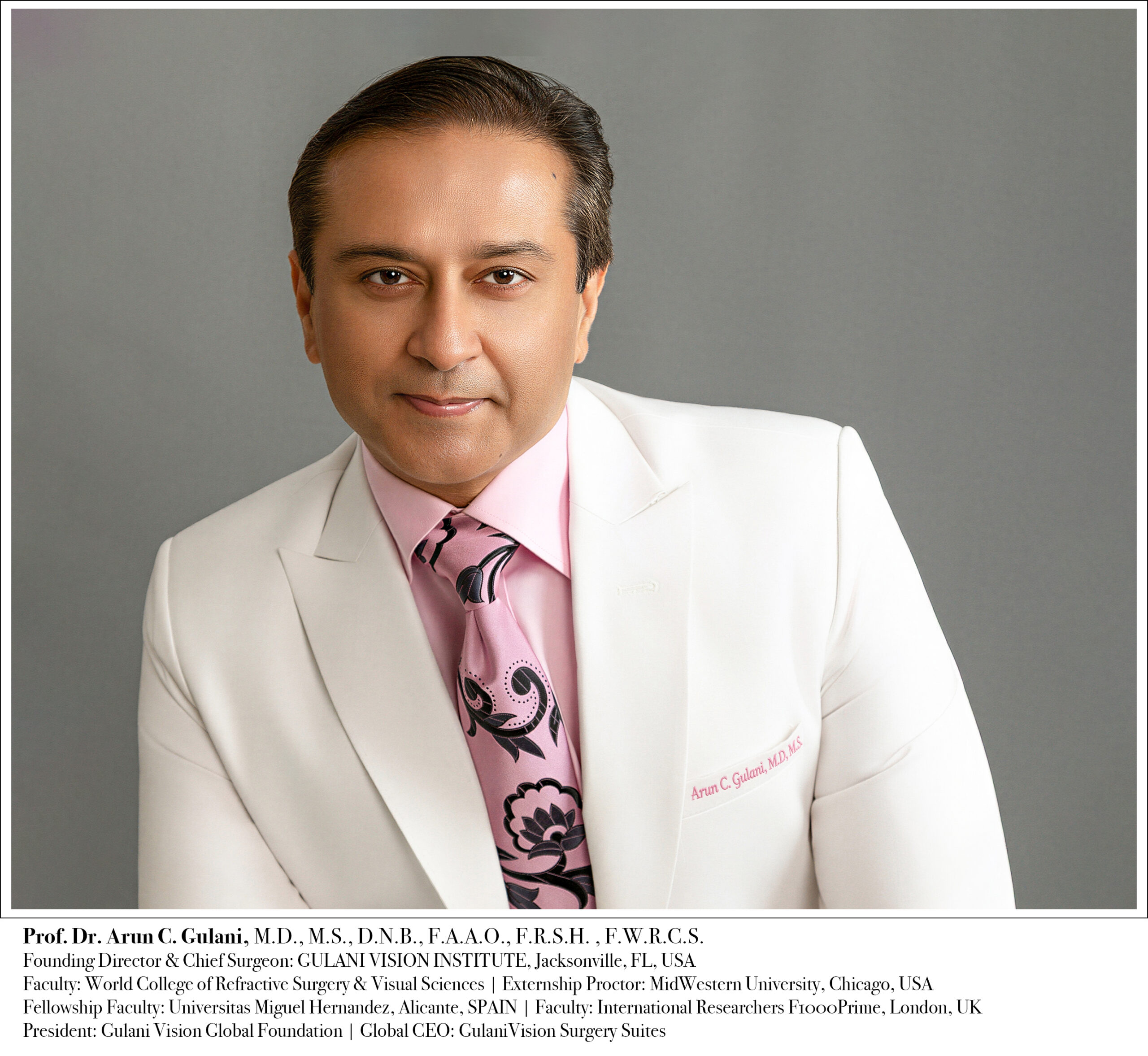 Portrait of Dr. Arun C. Gulani, founding director and chief surgeon of Gulani Vision Institute in Jacksonville, Florida.