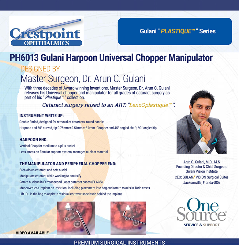 Gulani Harpoon Universal Chopper Manipulator designed by Master Surgeon Dr. Arun C. Gulani