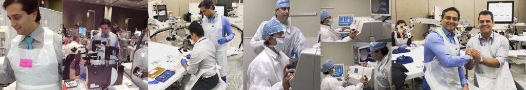 ophthalmologist teaching other doctors how to use lasik equipment