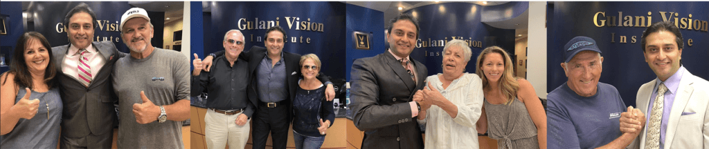 ophthalmologist with patients after cataract surgery