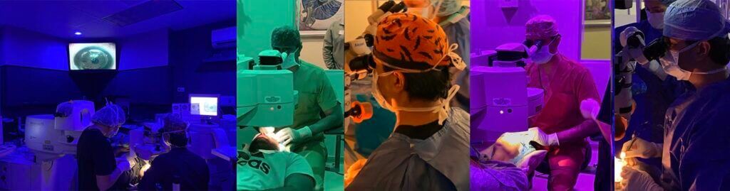 ophthalmologist during cataract surgery 