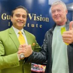 Day-one post-surgery patient celebrating restored vision with Dr. Gulani at Gulani Vision Institute.