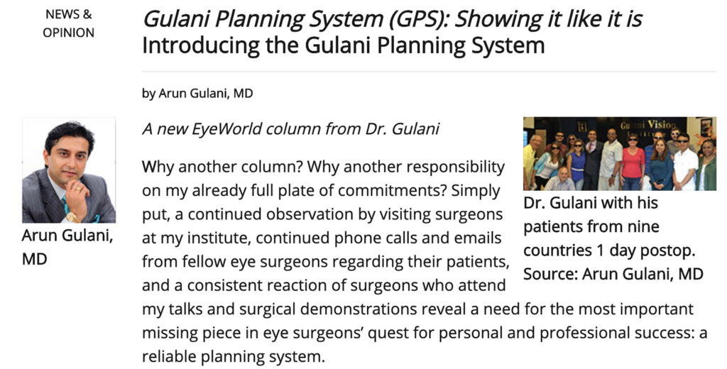 Gulani Planning System (GPS): Showing it like it is Introducing the Gulani Planning System