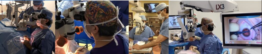 Ophthalmologist during cataract surgery