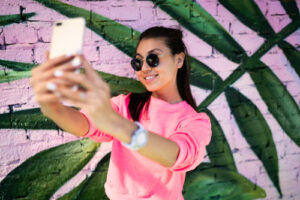 A woman taking the selfie